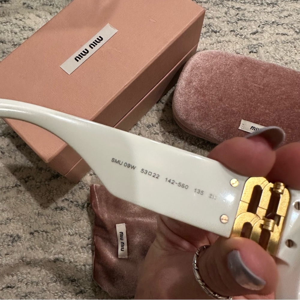 Miu Miu White and Gold Sunglasses - Picture 7 of 10